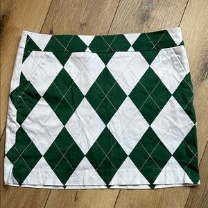 Loudmouth Argyle Golf Skort Green And White Size 12 Preppy Pickleball Tennis
